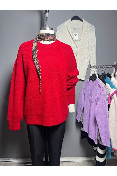 NSRKNİTWEAR Oversized Soft Textured Comfortable Fit Women's Sweater - Crew Neck