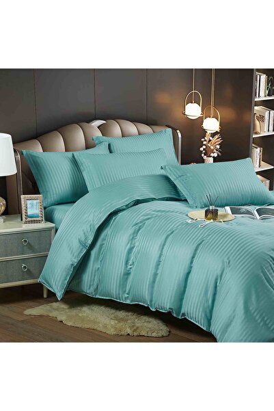 JOJO HOME Damask bed linen set, with elastic, 6 pieces, 180x200cm, Mint Green