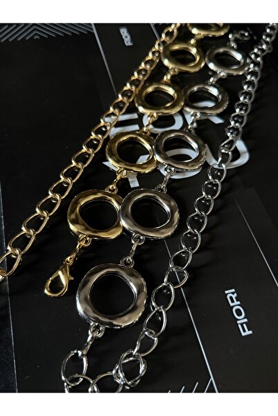 Fiori Curea rotundă pentru talie cu lanț pentru femei, cu detalii aurii și argintii, curea pentru haine, curea pentru cămașă