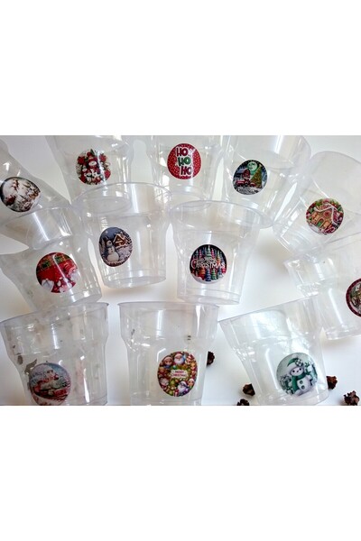 Armada Σετ 12 διαφανών πλαστικών ποτηριών με θέμα την Πρωτοχρονιά (180 ml - 7...