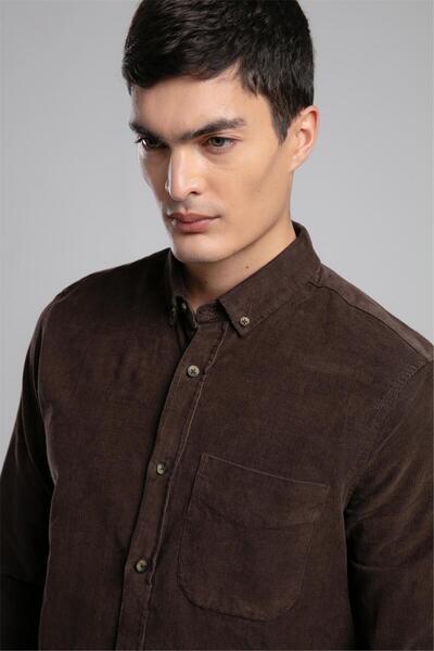 Lee Cooper Wornes Men's Velvet Long Sleeve Shirt