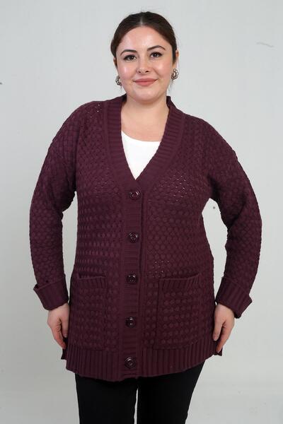 By Saygı Women's Basket Knit Tunic Cardigan with Pockets