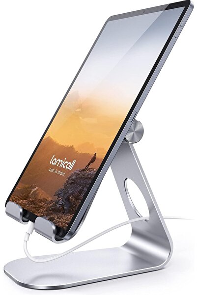 Lamicall حامل قابل للتعديل للكمبيوتر اللوحي - حامل سطح المكتب، فضي (4.7-13 بوصة)