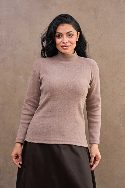 KÜÇÜĞÜM BUTİK Beige Long Sleeve High Neck Badi