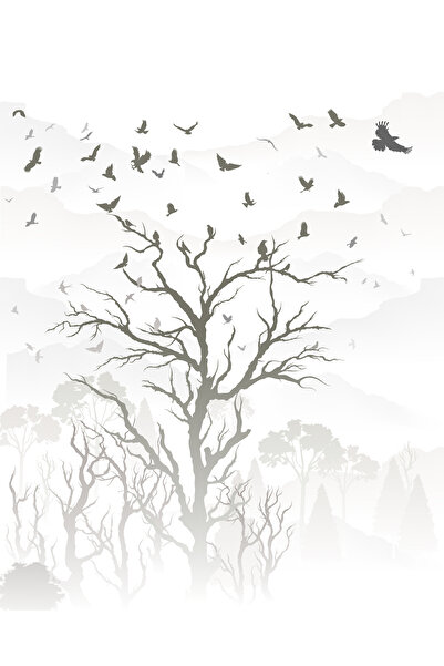 Yznhome Kuşlu Ağaç Siluetli Minimal Zebra Perde – YZN-773