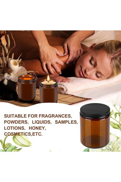 FUFU 12-Pack 8 oz Amber Round Glass Pot Jar