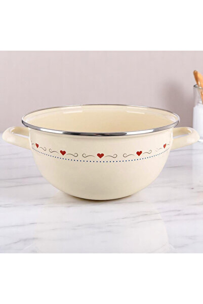 Other Enameled bowl with handles, cream, TONCA, 33 cm, 5 l
