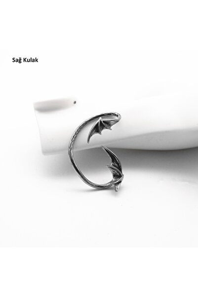 Viking Ear Cuff Ejder Kanat Tasarım S+ Kalite 316L Paslanmaz Kararmaz Çelik