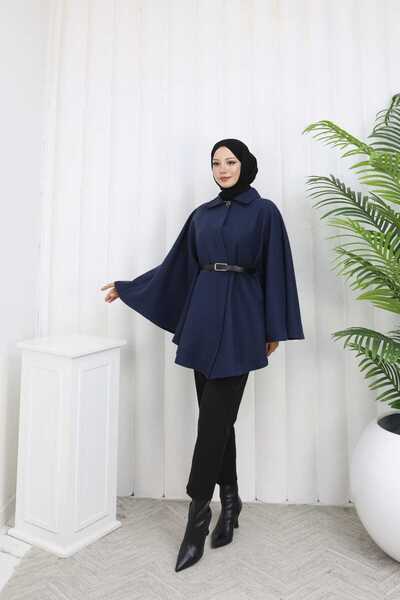 KEJAN TEKSTİL Kejan Belted Poncho