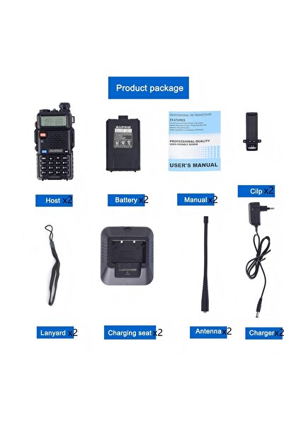 BAOFENG جهاز اتصال لاسلكي UV-5R، جهاز اتصال لاسلكي ثنائي الاتجاه، جهاز إرسال واستقبال محمول، طويل المدى، نطاق مزدوج UHF / VHF