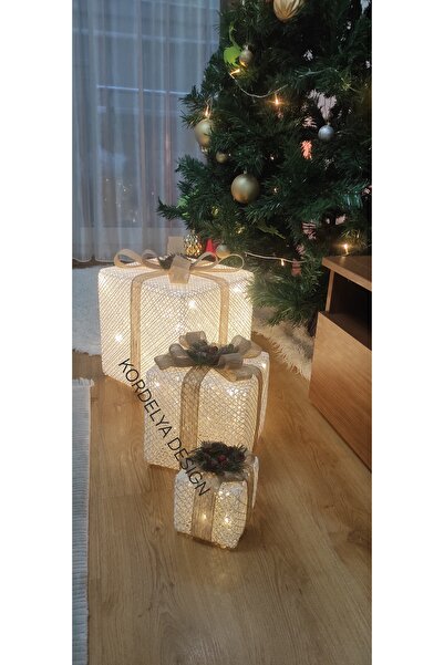 kordelya design YILBAŞI AĞACI ALTI LED IŞIKLI HEDİYE KUTUSU