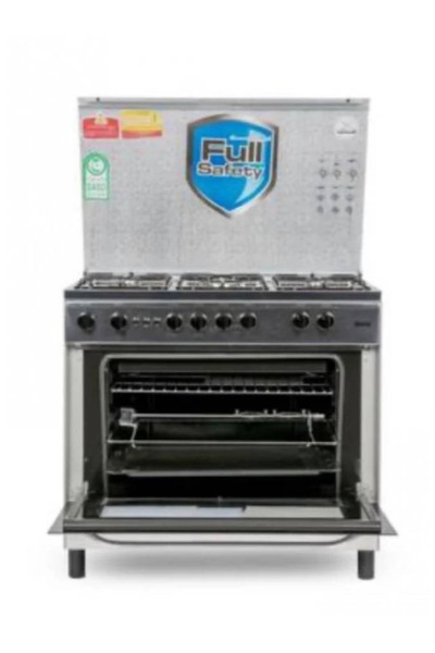 DORA ELEGANT Free Standing Gas Cooker 90×60 cm, 5 Burner, Full Safety, Stainless Steel