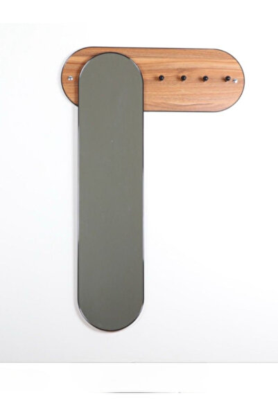 BEC26 Tall wooden wall-mounted rack with oval mirror | Stylish modern design