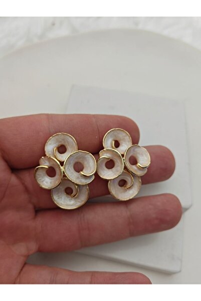 KYOLA DESİGN Four Spiral Pearlescent Gold Earrings