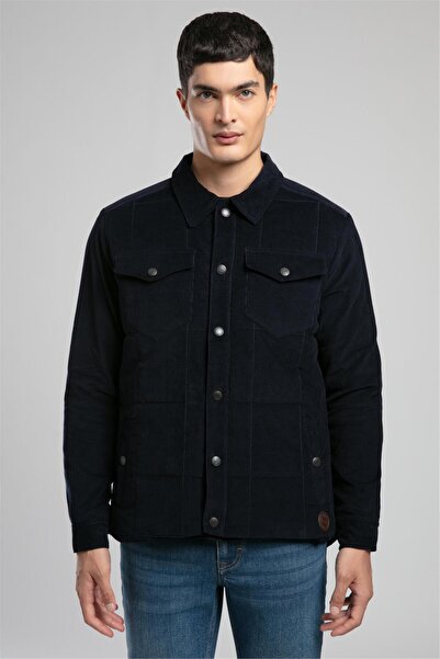 Lee Cooper Preston Men's Velvet Jacket Dark Navy Blue
