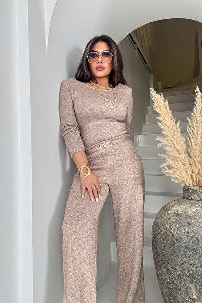 Sohotique By P Glitter Knitted Back Detail Suit Stone