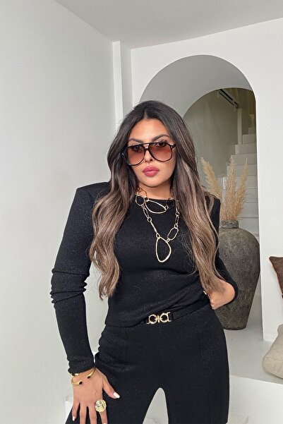 Sohotique By P Glitter Knitted Back Detail Suit Black