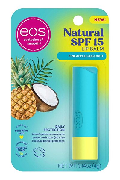 Eos مرطب شفاه عضوي بعامل حماية من الشمس 15 - الأناناس وجوز الهند، حماية يومية...