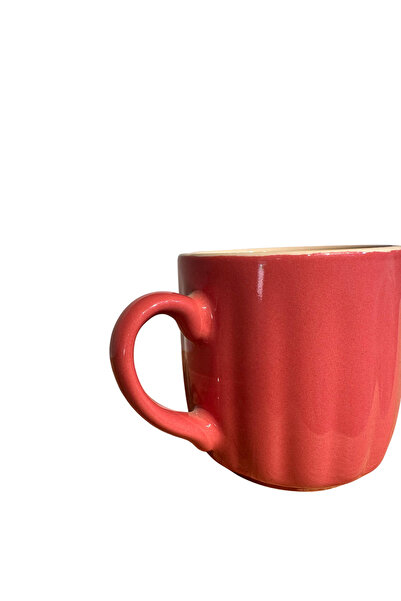 CERCİBAZAAR Colorful Ceramic Mug – 300 ml Modern Coffee Cup (Red White - Green Orange)