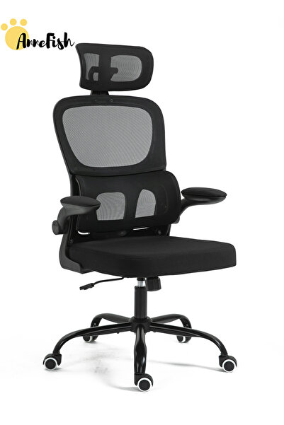 AnneFish كرسي مكتب منزلي مريح من الشبكة مع دعم قطني قابل للتعديل وكرسي كمبيوت...