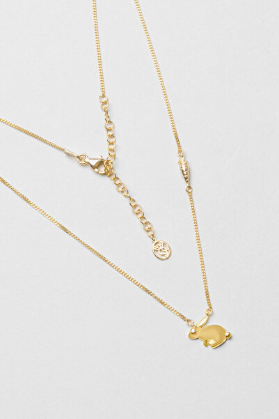 So CHIC... Little Rabbit 18 Ayar Sarı Altın Kaplama 47 Cm Gümüş Minimal Kolye