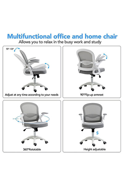 AnneFish Comfortable Office Chair Ergonomic Low Back Mesh Chair with Flip Up Armrests and Lumbar Support