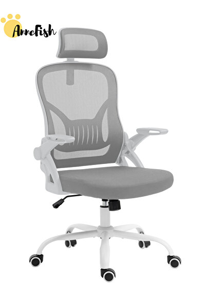 AnneFish كرسي مكتب شبكي مريح قابل للتعديل مع دعم قطني مريح وظهر مرتفع وكرسي د...
