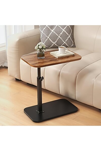 Cozara Adjustable Height C Shaped Side Table, 360°Swivel Couch Side Tables That Slide Under