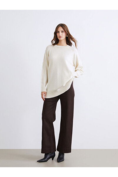 LC Waikiki Brown Slim Fit Wide Leg Women's Trousers