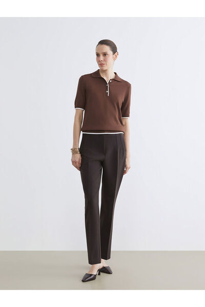 LC Waikiki Brown High Waist Cigarette Women's Trousers