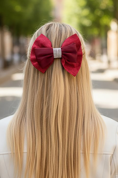 TAKIŞTIR مشبك آلي للبيع بالتجزئة مزين بشريط حجري باللون الأحمر