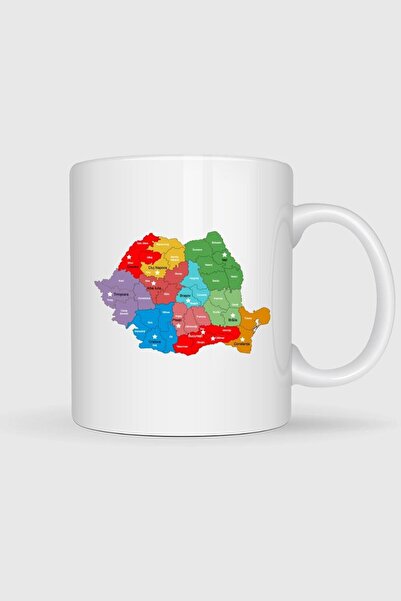 Bahriyeli Collection Romania Cities and Map Design Mug