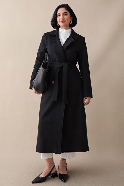 InStyle Palton căptușit Kaşe cu două rânduri de nasturi negru