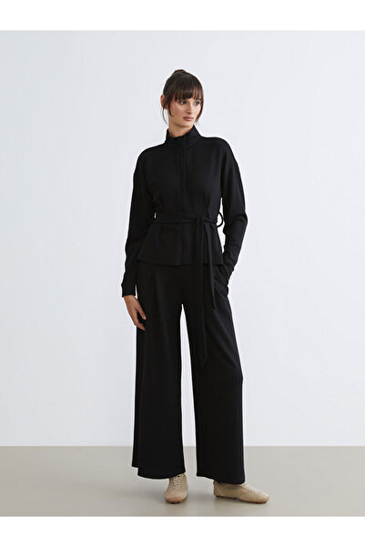 LC Waikiki Black Loose Fit Wide Leg Women's Trousers