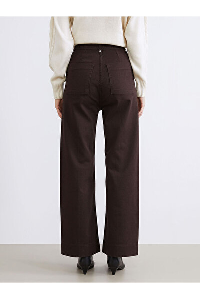 LC Waikiki Brown Slim Fit Wide Leg Women's Trousers