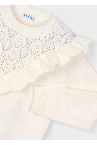 MAYORAL Girl's Lace-Like Knit Ruffle Collar Knitwear Sweater