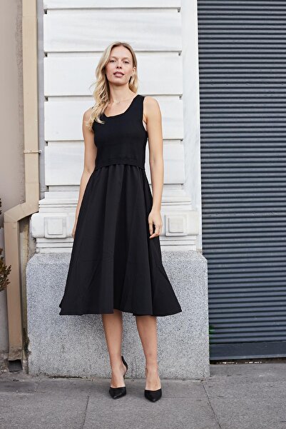 Jument Women's Knitwear Cardigan Dress-Black