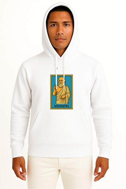Bahriyeli Collection Hooded Socrates Philosopher Chest Design Unisex Sweatshirt