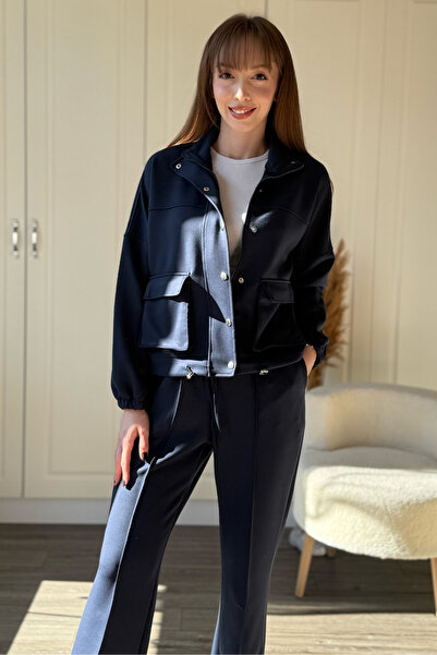 Dilay Gökoğlu Butik Buttoned Zippered Premium Modal Fabric Pants Cardigan Set