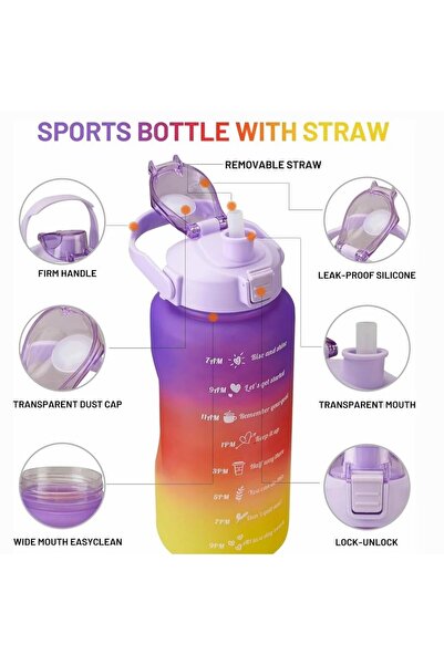 nuzki Plastic 4 PCS MOTIVATIONAL WATER BOTTLE