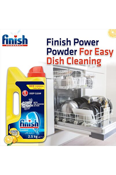 Finish Dishwasher Detergent Powder, Classic Lemon Sparkle Scent, 2.5kg