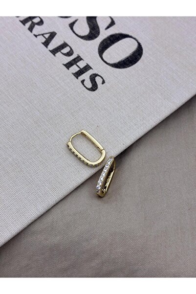 Hedef Bijuteri Xuping Gold Color J Model Hoop Zircon Stone Earrings