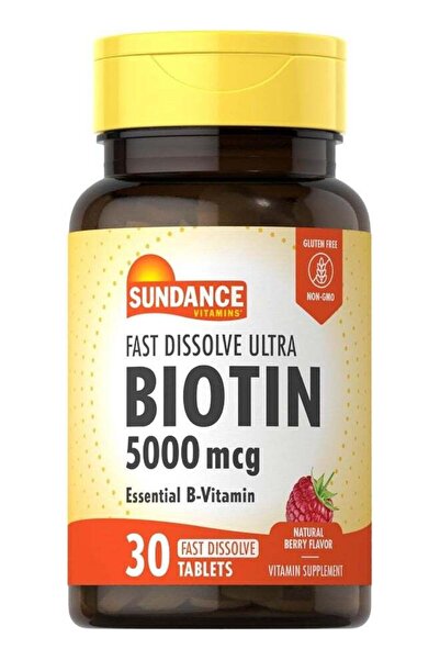 SUNDANCE Fast Dissolve Biotin 5000mcg - 30 Tablets - Natural Berry - Vegetarian, Non-GMO, Gluten Fre