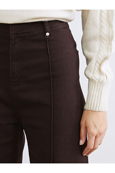 LC Waikiki Brown Slim Fit Wide Leg Women's Trousers