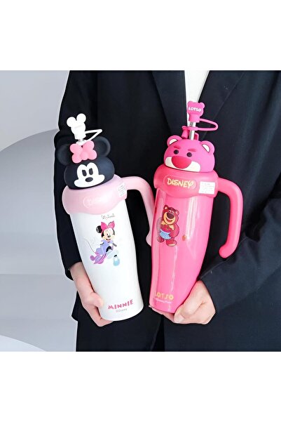 Generic Disney Lotso Bear 800ml Water Bottle Cup with Lid, Straw, and Side Handle