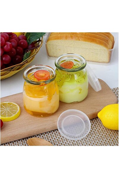 FUFU 12 PCS Yoghurt Jars with Lids, 100ml Glass Containers (12 Count)