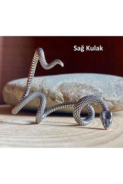 Viking Ear Cuff Yılan Tasarım Hızma Model S+ Kalite 316L Paslanmaz Kararmaz Ç...