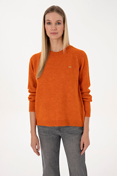 U.S. Polo Assn. Women's Oversized Sweater in Orange