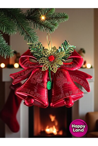 Happyland Yılbaşı Süsü Kırmızı Çanlı Küçük Boy Yılbaşı Ağacı Süsü 15 CM HPY26049