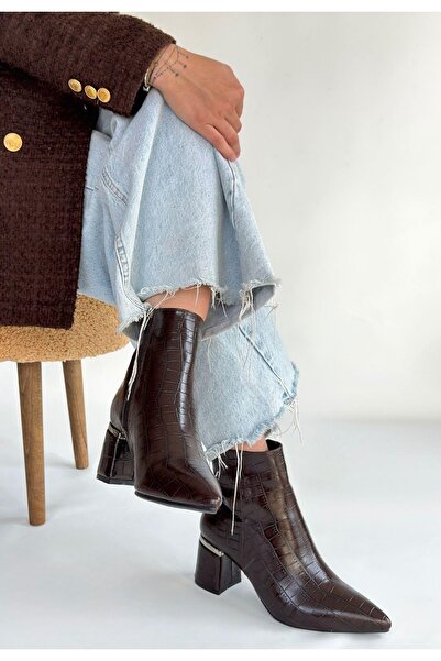 Erbilden Meça Kahverengi Cilt Topuklu Bot